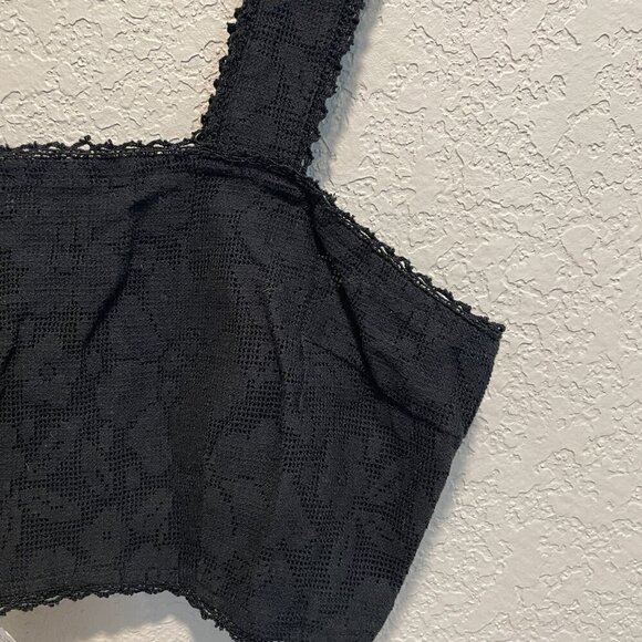 American Eagle Black Lace Cropped Bra Top L NWT - Picture 2 of 6